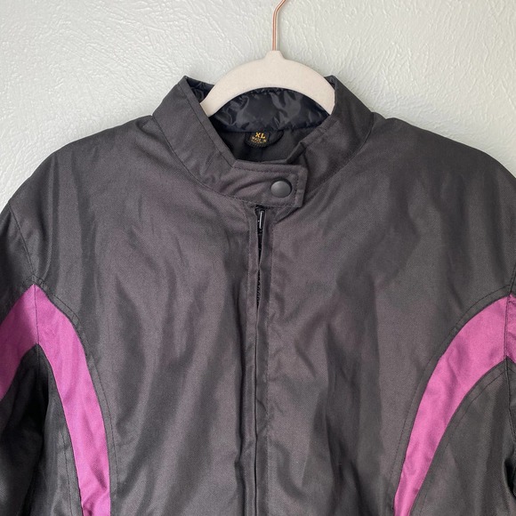 Tennessee Leather Inc Zip Out Liner Motorcycle Jacket black and Purple Corset XL - Picture 5 of 11